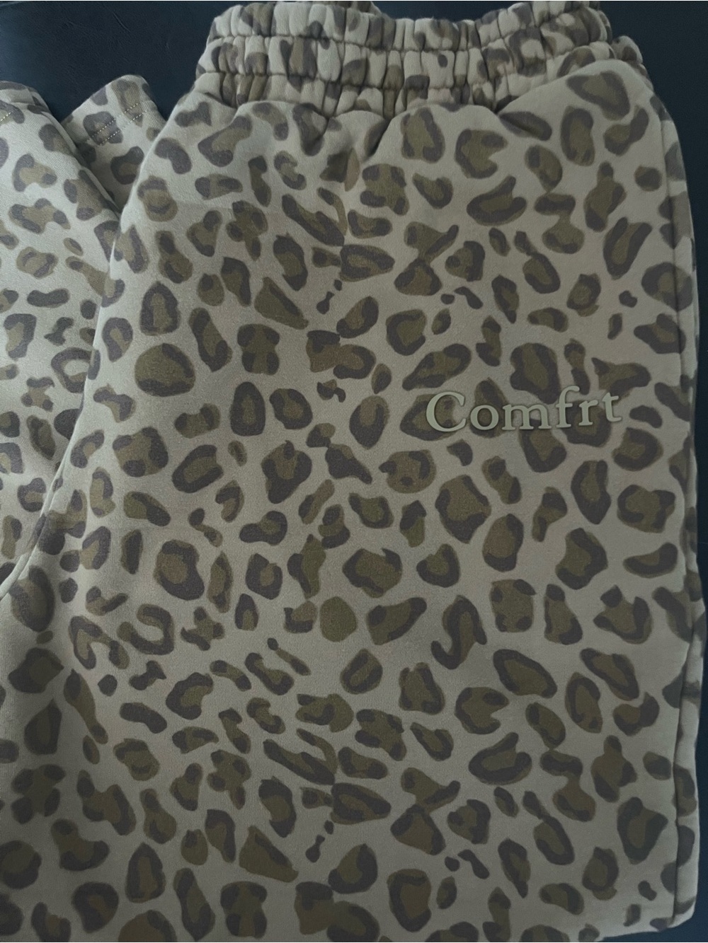 Leopard Print Jogger Pants - Olive/Tan by Comfrt